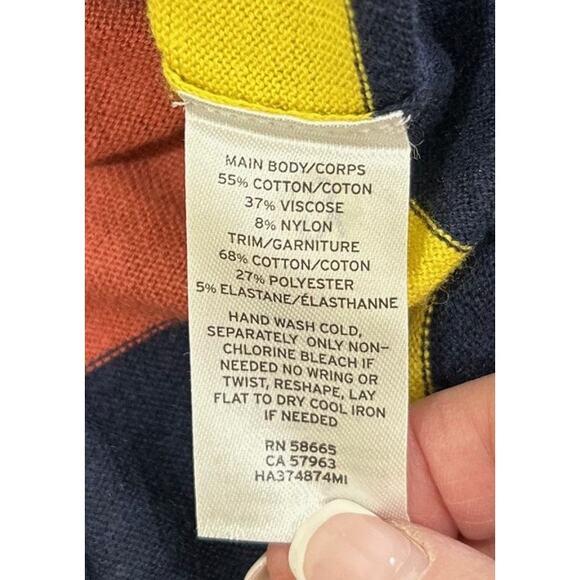 Halogen Blue Striped Bow Back Long Sleeve Pullover Sweater Womens Large - Picture 8 of 8